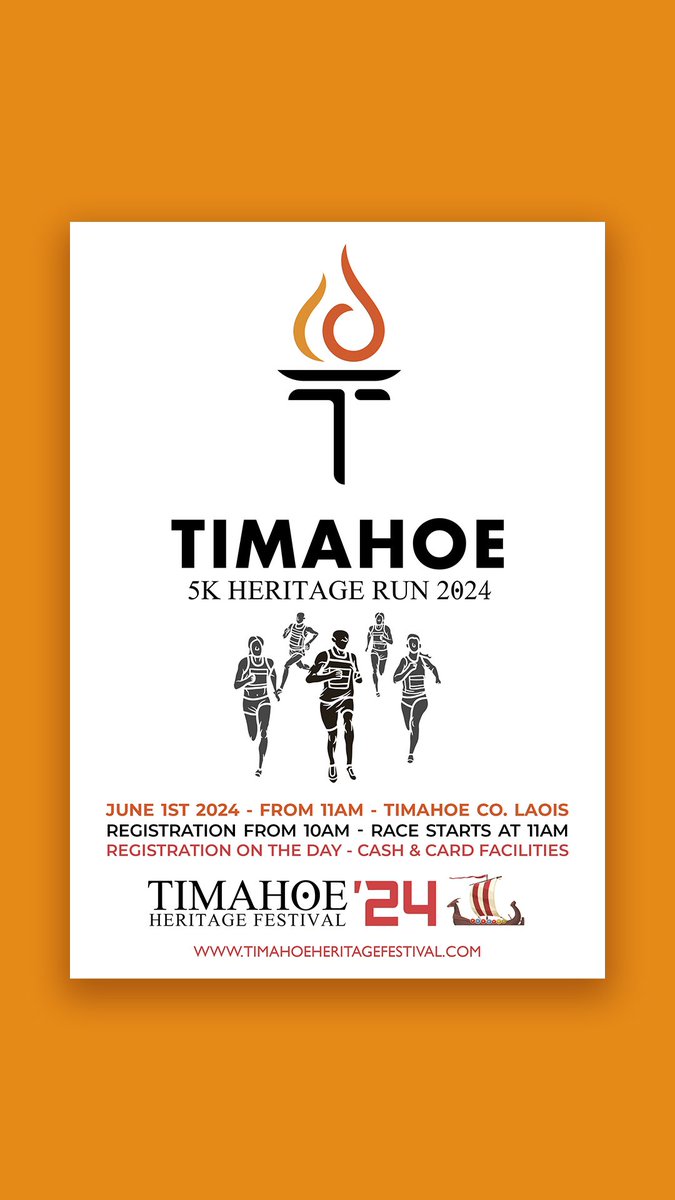 🏃‍♂️🌟 Lace up your running shoes and join us for the Timahoe 5K Heritage Run - Registration is available on the day of the race🌟🏃‍♀️

📅 Mark your calendars for Saturday, June 1st, at 11a - Registration from 10am.
The race is part of the Timahoe Heritage Festival weekend!

#5K