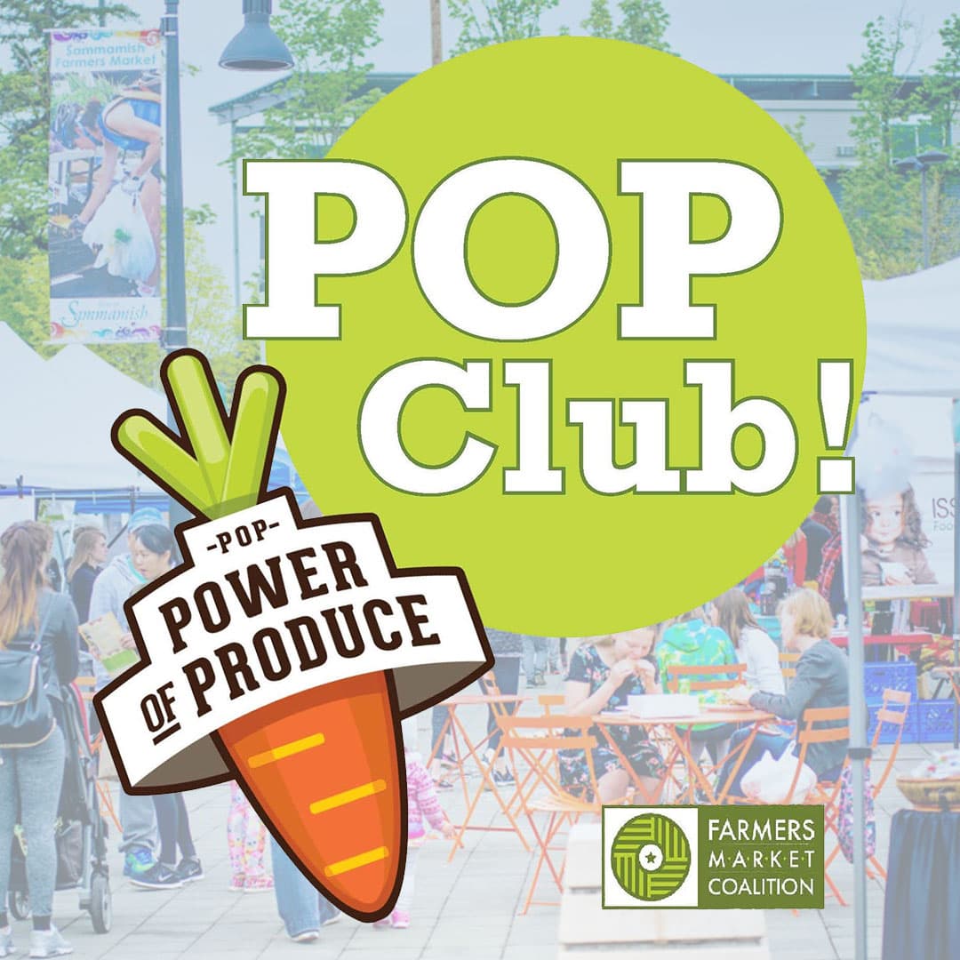 The POP Club at the #SammamishFarmersMarket engages children in the local food system with farmers, educational games, and produce. Kids also receive vouchers to spend at the market, letting them make their own shopping decisions. Visit our info booth. #PowerOfProduce #POPClub