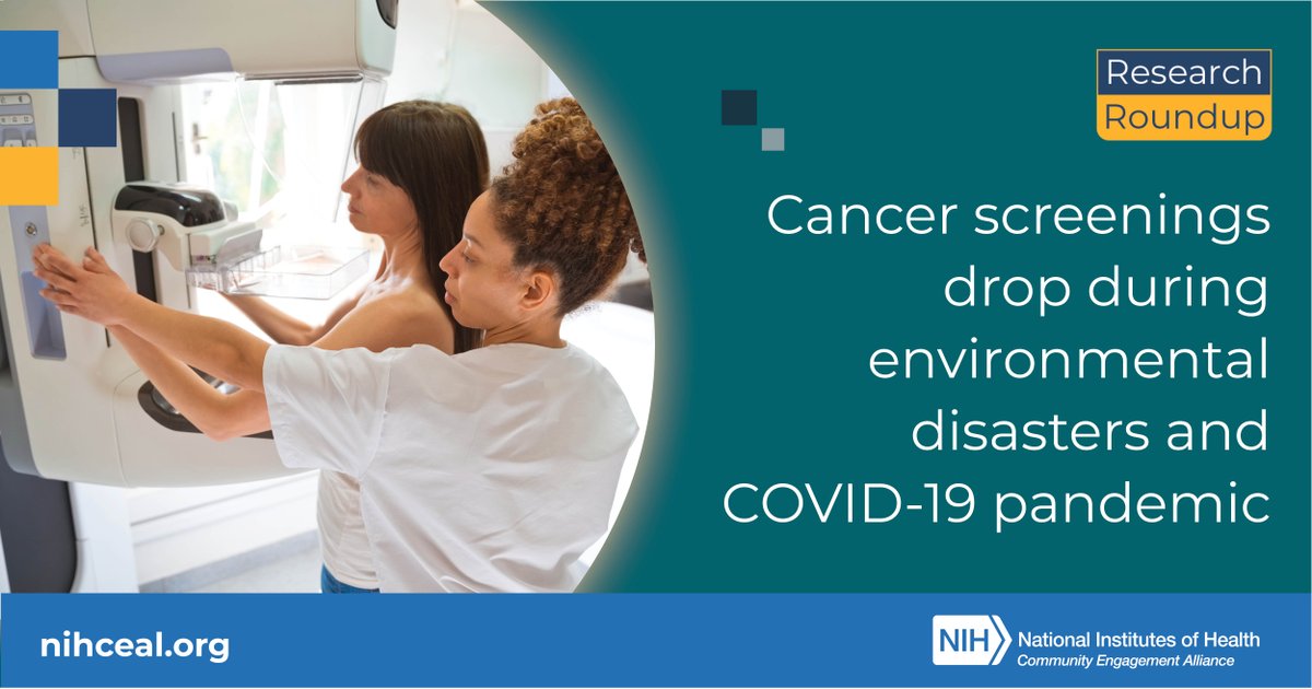 Cancer is the second leading cause of death in Puerto Rico (PR). PR CEAL researchers analyzed Medicaid data to study the impact of hurricanes and the #COVID19 pandemic on cancer screenings. Learn more about @prceal's findings: nihceal.org/research-round… #NIHCEAL