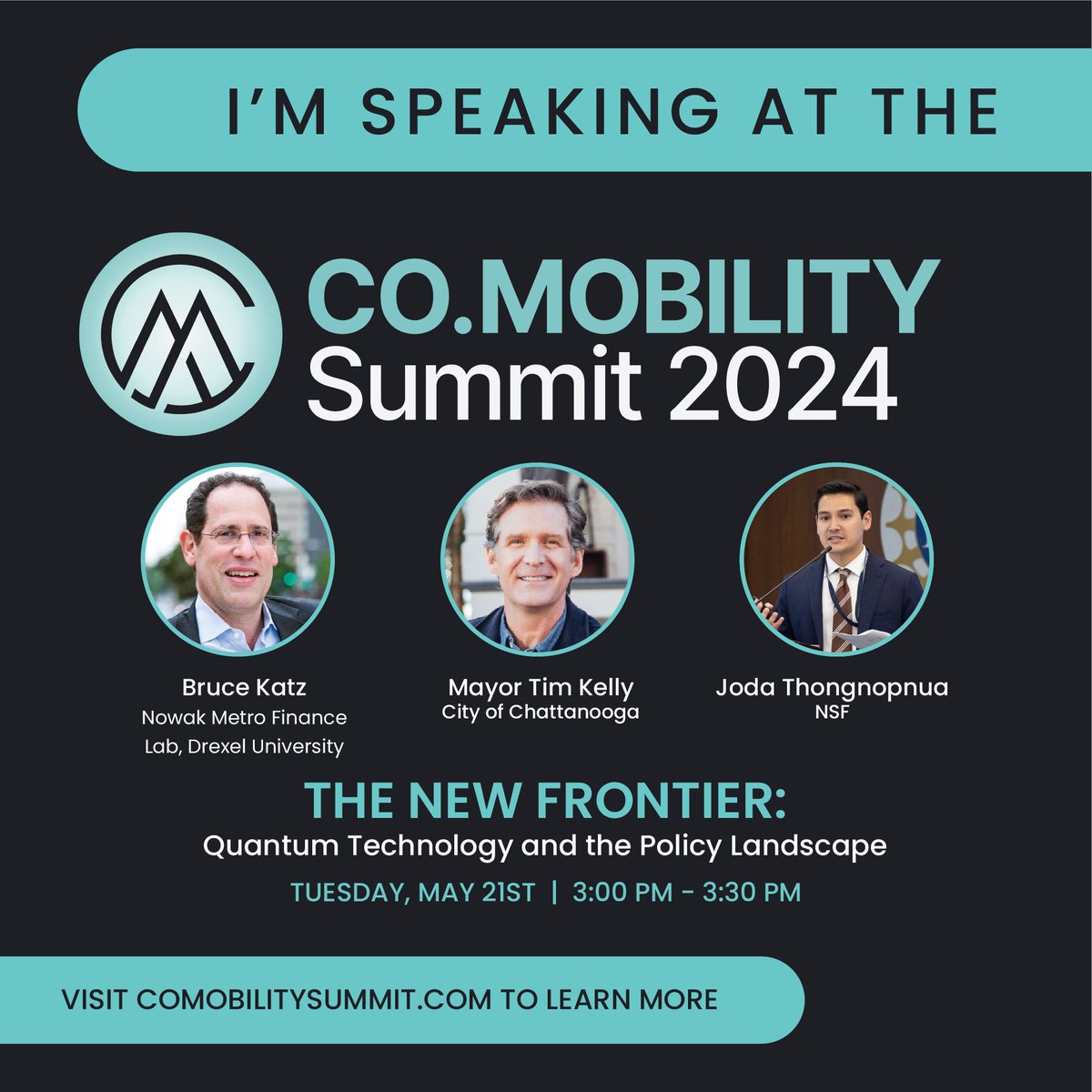 Excited to be back home in Chattanooga tomorrow for @thecompanylab's CO.MOBILITY Summit 2024 to join my old boss @MayorTimKelly and @bruce_katz for a discussion on place-based investment and to share how @NSF is expanding the frontier of American innovation all over the country.