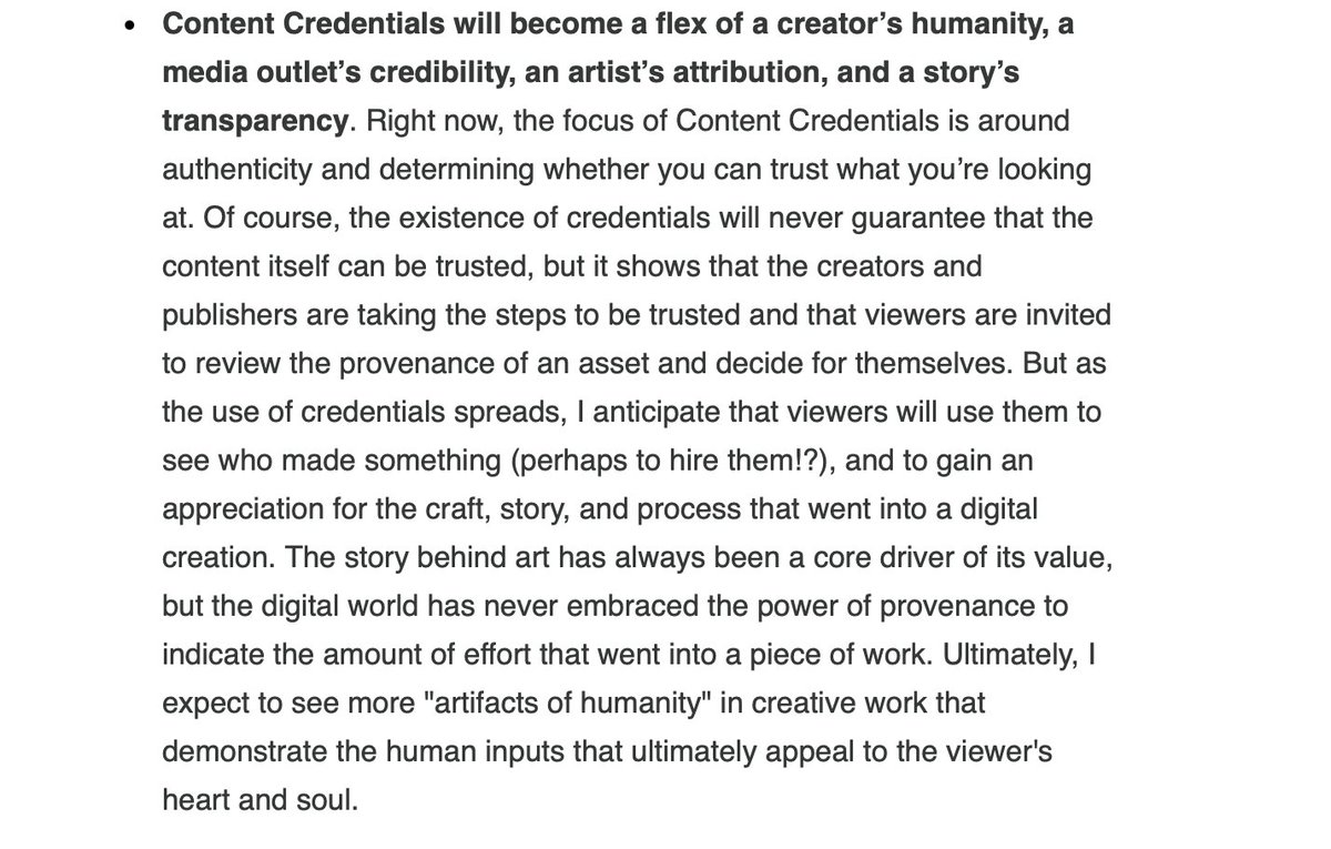'Artifacts of Humanity' ... love the idea of content credentials as a flex by @scottbelsky.