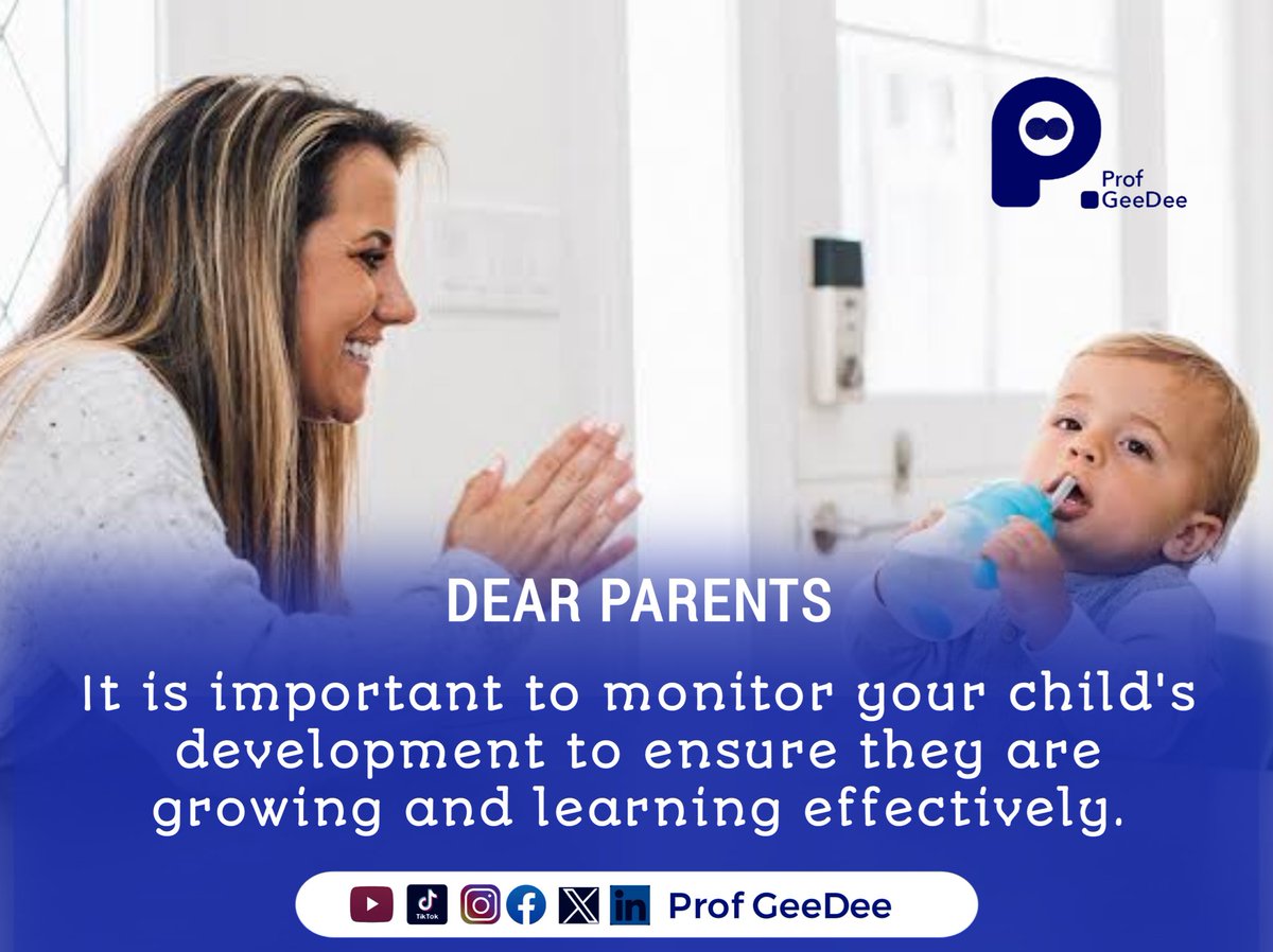 As a parent being observant to every aspect of your child’s development at every stage is very important.

Take it serious🤗

#earlyyears
#earlylearning
#earlychildhooddevelopment
#dearparentseries
#profgeedee