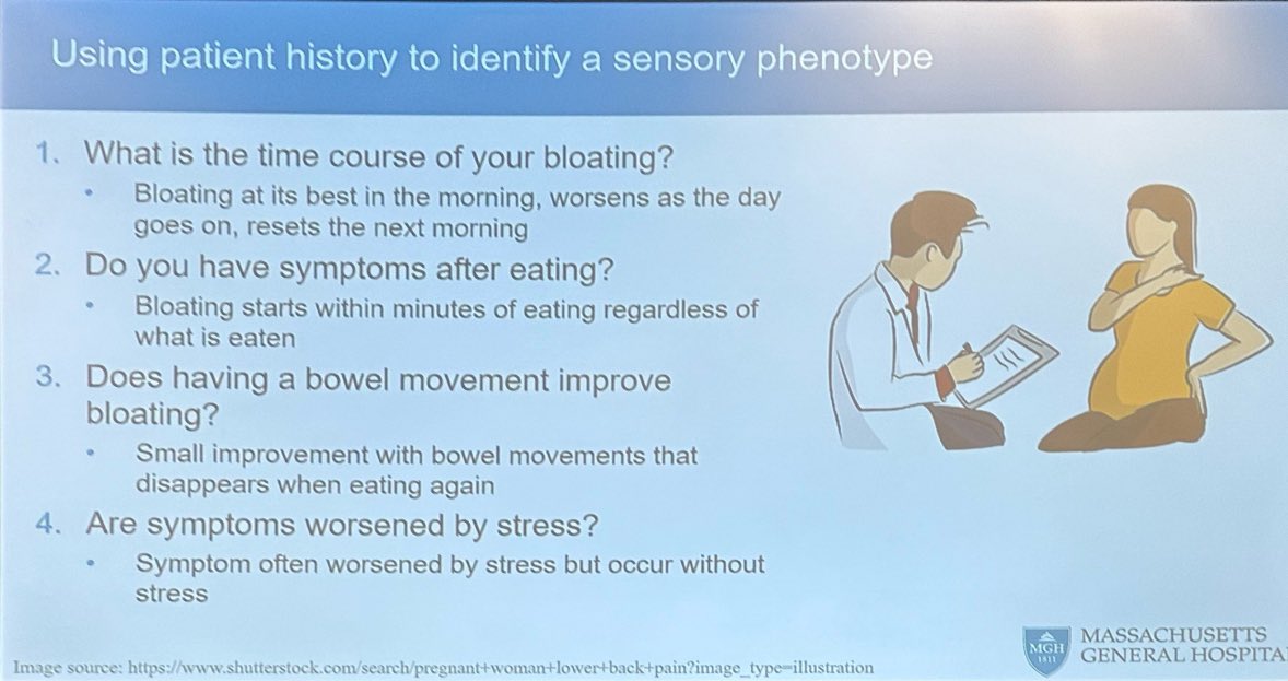 TheBottomDoc's tweet image. How to identify the ‘sensory phenotype’ in bloating, and how to treat it: 

Duloxetine, not SSRI, is best if diet and diaphragmatic breathing isn’t enough and pharmaceutical treatment needed

Kyle Staller, Mass General @DDWMeeting