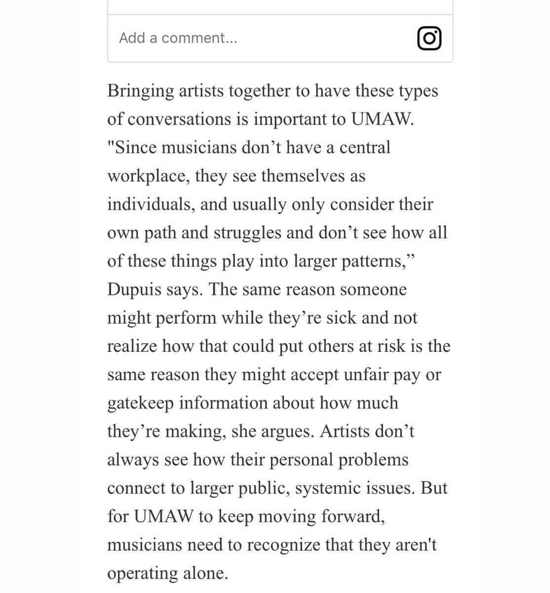 Musicians, like all workers, deserve fair pay and fair working conditions. To get involved with UMAW, become a member! We need you! The only way to change the music industry is through solidarity and collective action 💪 Read the full article by Kristin Canning on @marieclaire