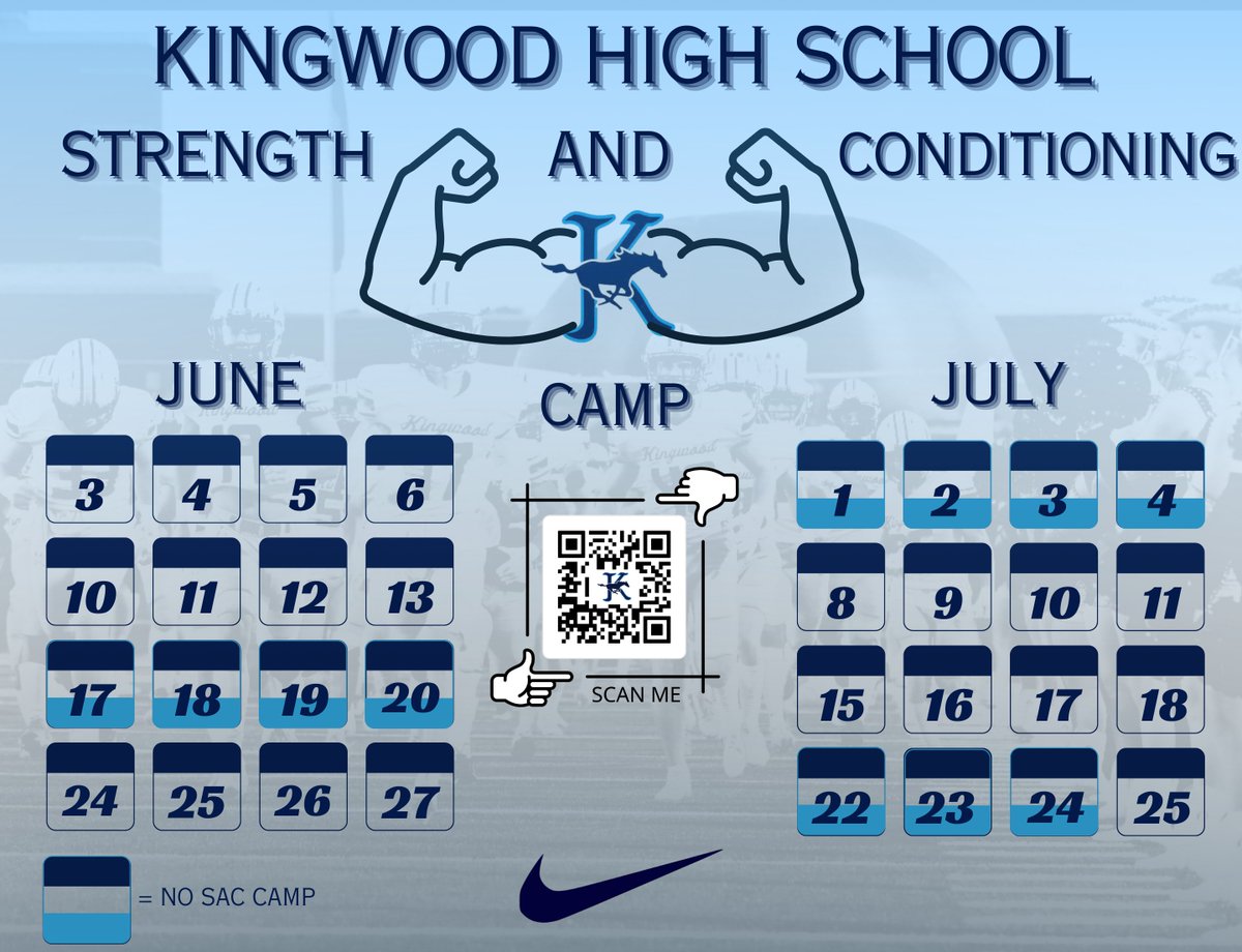 With Spring now in the rearview, Make sure you are Signed Up for SAC Camp! Below are the dates! Scan the QR Code and Lock in your spot now!! Session 1 - 6:30 – 8:45 am (9th/10th/11th/12th Football) Session 2 - 9:00-10:45 am (7th/8th/All Girls) #SFAW #HWPO #NOEXCUSES