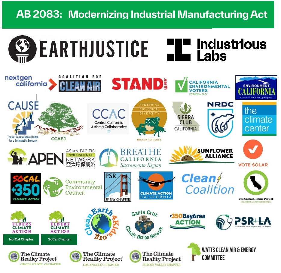 That's why a growing coalition of environmental justice, climate and health advocates have come together to support #AB2083 which will direct CA to make a plan for #industrialdecarb 🎉

Shoutout to sponsors @IndustriousLabs and @earthjustice @RightToZeroCA and all supporters🙌
