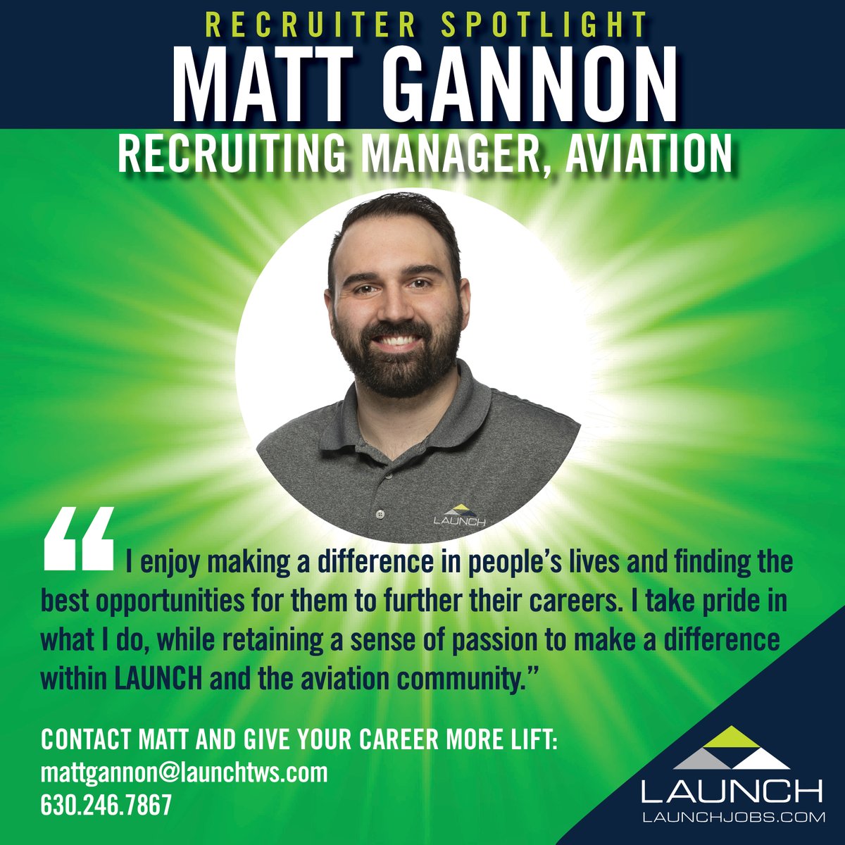 Looking for a new assignment? Call Matt Gannon a call TODAY!

Phone: 630.246.7867
Email: mattgannon@launchtws.com

#GoWithLAUNCH #weleadwepartnerwecare #recruiterspotlight #employeespotlight #teamgoals #employeeappreciation #meettheteam #workplaceculture #companyculture #teamwork