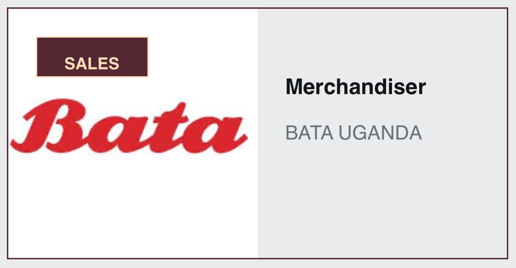 Bata Uganda is looking for a Merchandiser - Entry Level Position (No experience required) Role: To Support the Collections & Merchandising team Details: jobnotices.ug/job/merchandis…