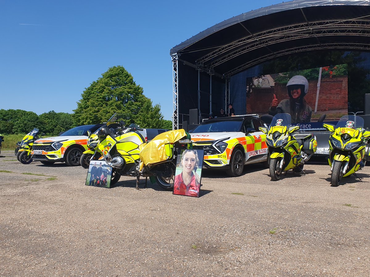 Yesterday we supported the charity ride-out in honour of Grace O'Malley-Kumar💚 The 100-mile motorbike ride from Essex to Newark showground raised money for the foundation set up in Grace's name. @NottsBloodBikes presented Grace's family with a bike named in her honour.