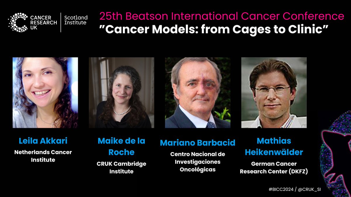 ⏰Not long left to register for the 25th Beatson International Cancer Conference 2024 'Cancer Models: from Cages to Clinic' #BICC2024 🌍We have an incredible speaker line up coming from around the world 📅Registration closes: 31st May 🔗Register here: crukscotlandinstitute.ac.uk/events/beatson…