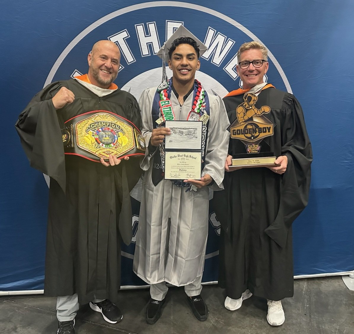 Jay Novacek (@ownovacekowls) on Twitter photo Marco had to miss graduation so we did a make up this morning! I'd say missing Friday was worth it! Golden Gloves Champion! (Sidenote: a Golden Gloves belt has to weigh at least 20lbs!) <a href="/ADButlerOW/">ADButlerOW</a> <a href="/olatheschools/">Olathe Public Schools</a> Marco had to miss graduation so we did a make up this morning! I'd say missing Friday was worth it! Golden Gloves Champion! (Sidenote: a Golden Gloves belt has to weigh at least 20lbs!) <a href="/ADButlerOW/">ADButlerOW</a> <a href="/olatheschools/">Olathe Public Schools</a>