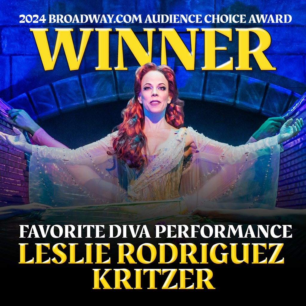This diva isn’t lamenting today! Leslie Rodriguez Kritzer is the winnerof Broadway.com’s Audience Choice Award for Favorite Diva Performance!