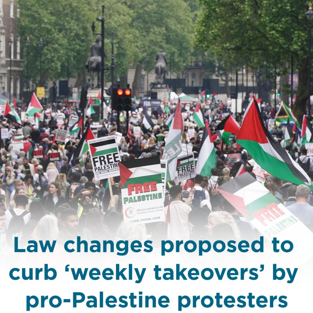 Law changes have been proposed to help police deal with the “weekly takeovers” of central London by pro-Palestine protesters.

Thousands of people joined the latest march on Saturday, and police made seven arrests during the large event.