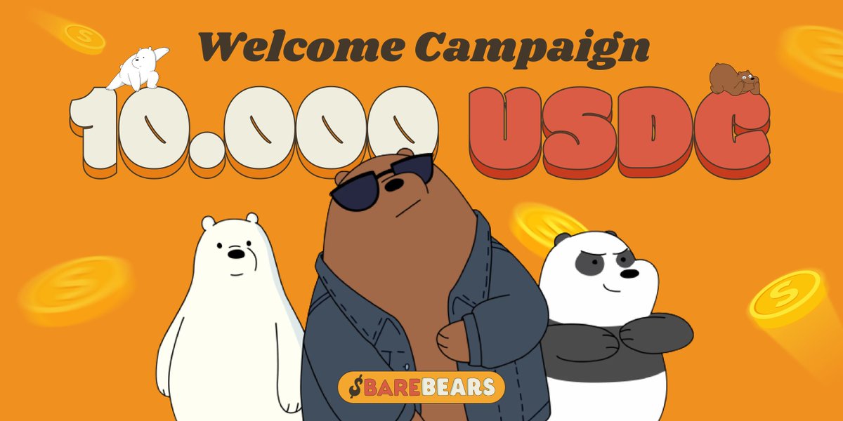 barebearsSOL's tweet photo. WELCOME CAMPAIGN - GIVEAWAY a total of 10,000USDC to 1000 lucky winners!! 🚀🚀🚀
🎉 Period: May 20th - June 4th
📅 Distribution: Sent by BAREBEARS team after the event
🐻‍❄️ Event Link: https://t.co/0oO909KcyZ
Join us now! 🐻‍❄️🐨🐻
#BAREBEARS #CHEEPEPE @barebearsSOL @cheepepe_sol https://t.co/E03AvEhHio