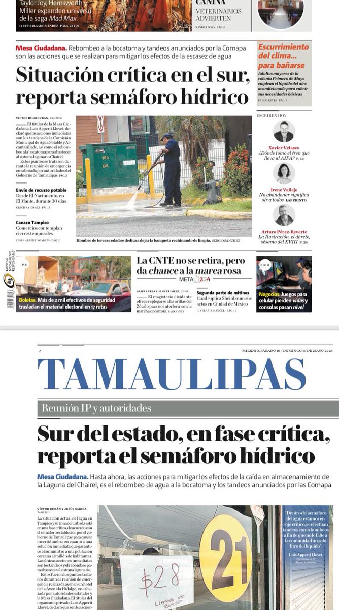 Hoy ante la muy grave y severa crisis por falta de agua en gran parte de nuestro estado es de lamentar el no haber atendido en tiempo las exigencias que como representante de Tamaulipas presente en el Congreso Federal ¡desde el 2022!

¡La mayoría de morena votó el presupuesto SIN