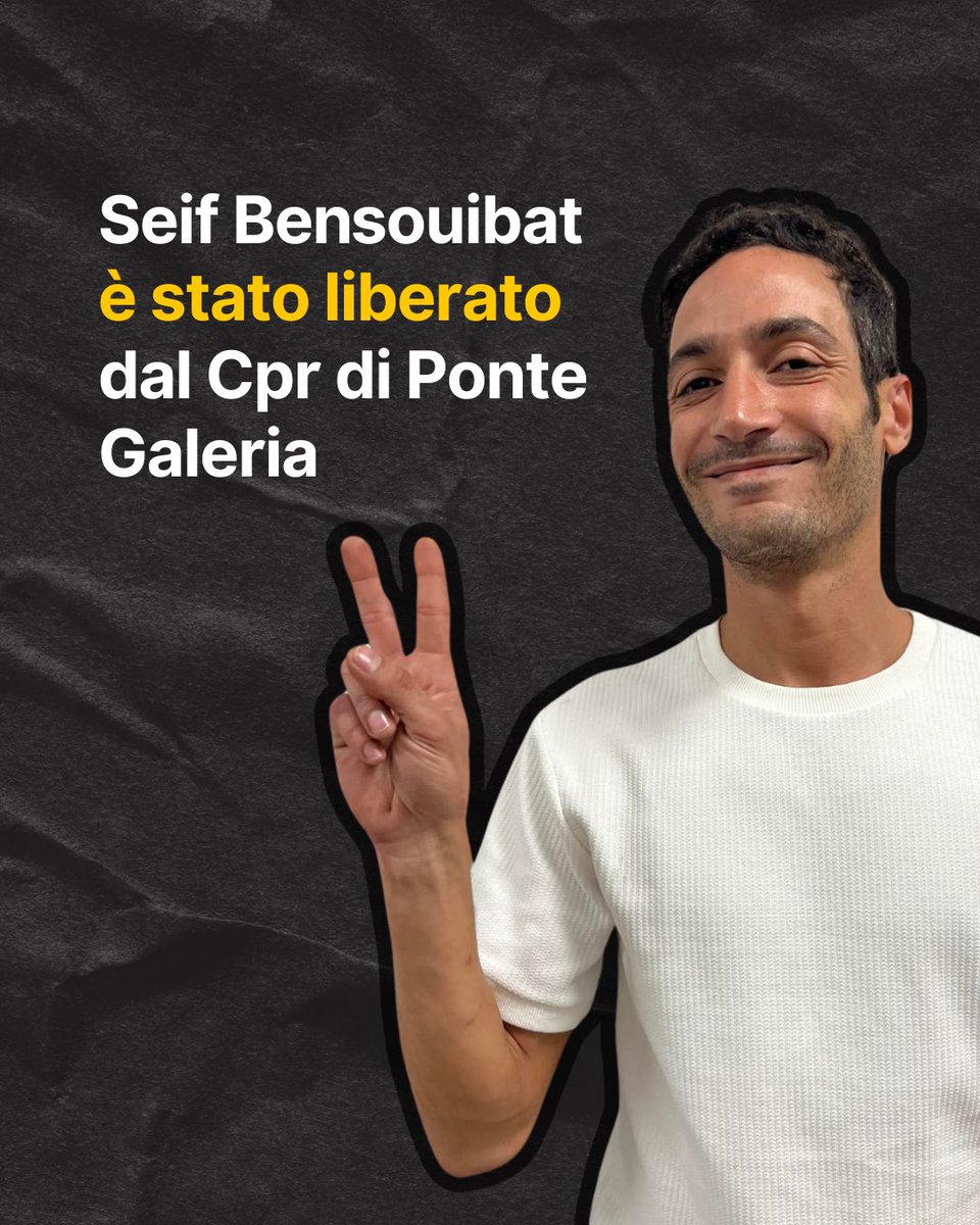cucchi_ilaria's tweet image. Seif è stato liberato dal Cpr di Ponte Galeria.

La sua lotta però non è finita. Deve riottenere lo status di rifugiato, rischia ancora l’espulsione.

Abbiamo visto cosa succede quando ci facciamo sentire. 

Non smettiamo