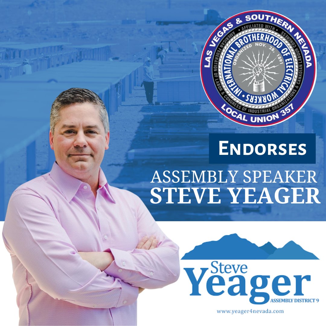 I am honored to have the support of @IBEW Local 357 in my re-election campaign for Assembly District 9. #Win2024 #NVLeg