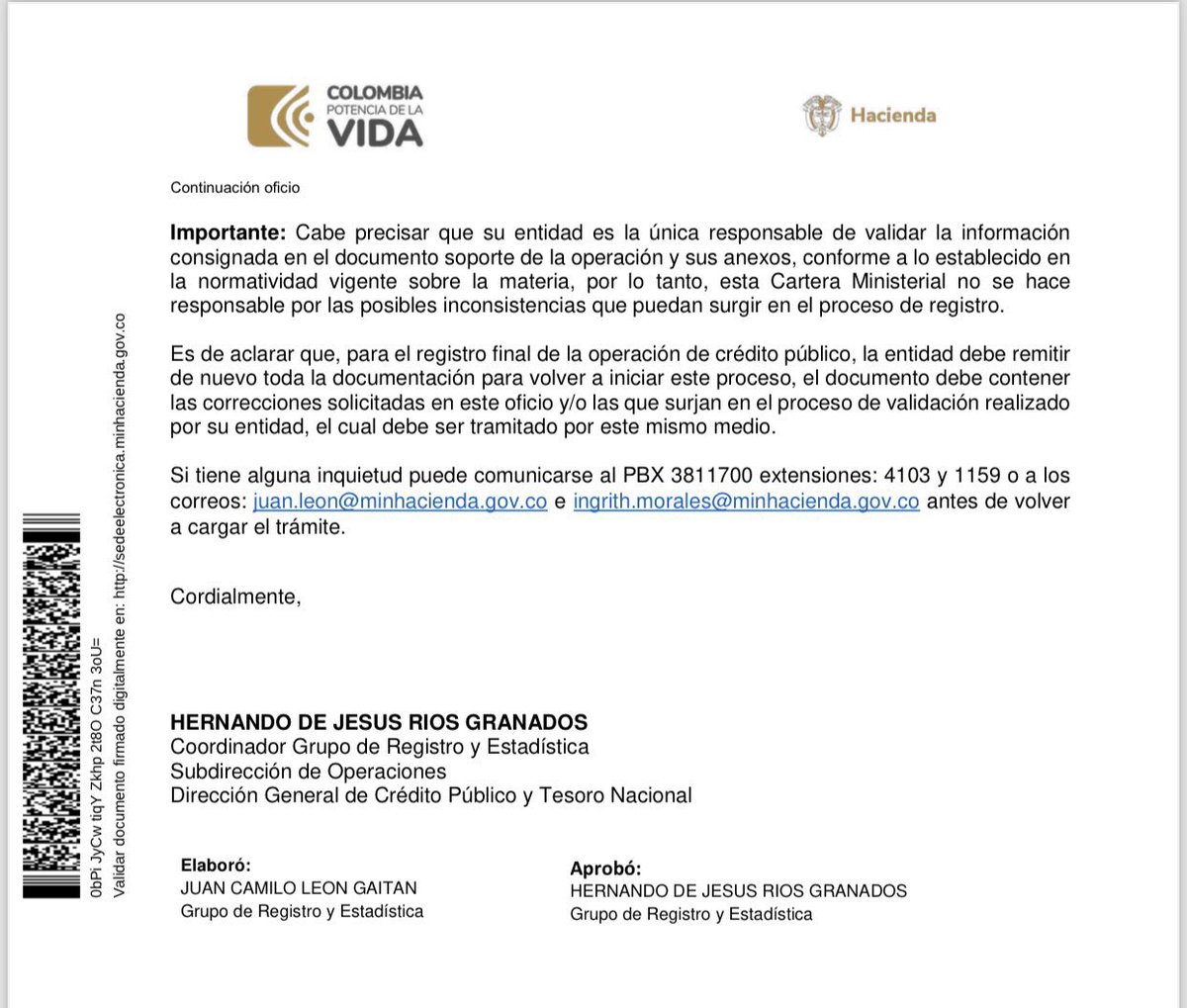 flowerojas_'s tweet photo. ¡El @minhacienda hoy nos da la razón! 🗣️

El🔟 de Mayo se dio respuesta por parte de la Nación  a la operación financiera que se quería llevar a cabo de parte de la @alcaldiacali ¿Que contestaron?

Tal y como lo anticipamos esto no era un manejo de la deuda como nos hicieron creer, era una operación de crédito en tanto aumenta el endeudamiento neto.

@HaciendaCali debió consultar esta operación con el @ConcejoCali. 

Ahora la pregunta es, ¿Cuantos indicadores y apuestas del Plan de Desarrollo "Cali, capital pacífica de Colombia'' 2024-2027 están desfinanciados?