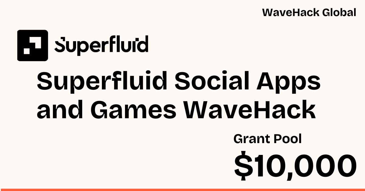 akindo_io's tweet image. 🚀🎮 Attention Builders! The 3rd Wave of #Superfluid Social Apps &amp;amp; Games WaveHack has begun! 🌊 Dive in by June 1 with an extended 14-day build period for an even bigger chance to secure grants! 💡💰

🌟 Learn from 7 top-scoring projects in the 2nd Wave and aim higher! Check out