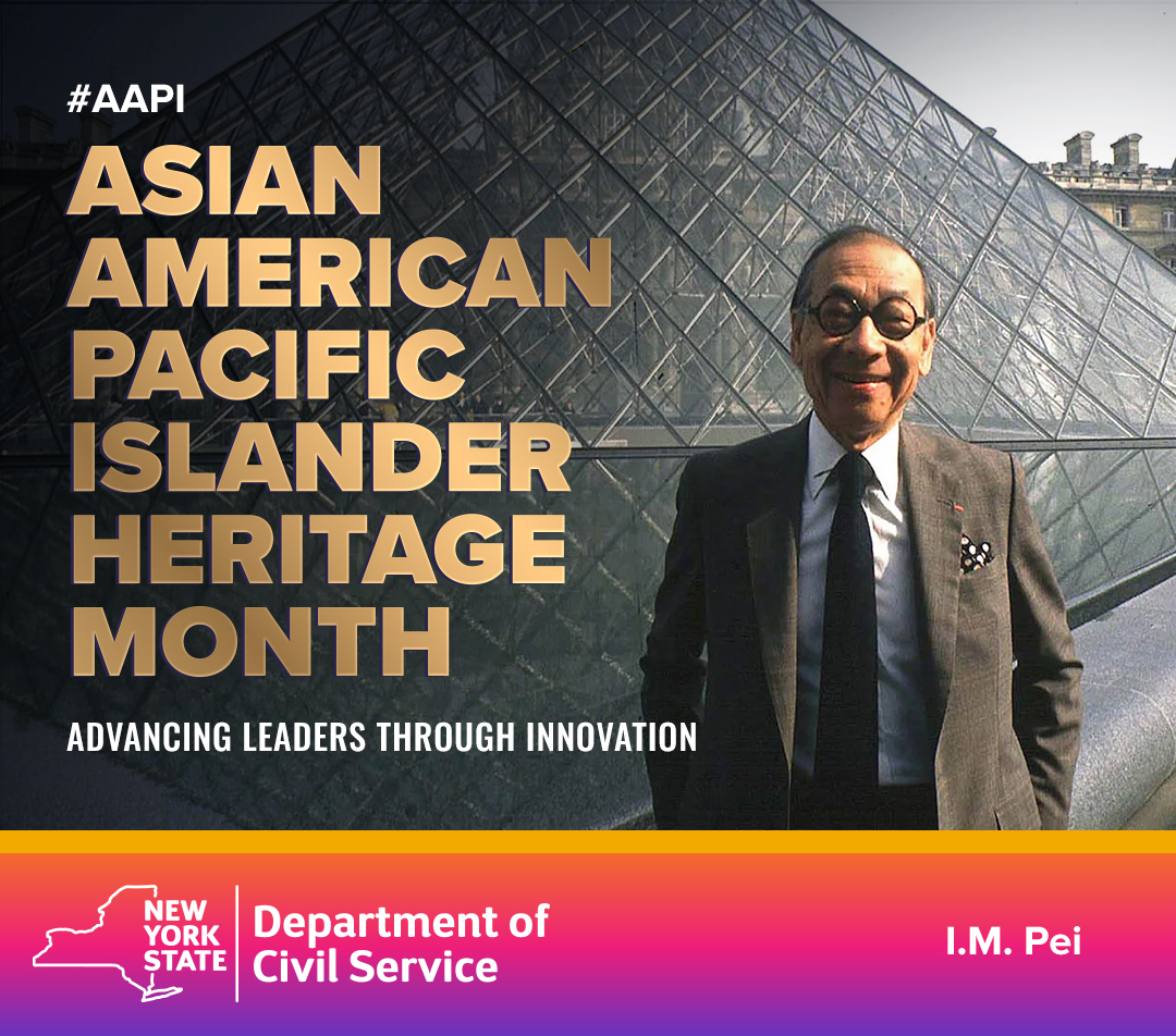 Celebrating AAPI History in New York State! 🗽 Today let’s recognize I.M. Pei – a visionary architect to transformed New York’s skylines. From the Javit’s Center to the Louvre, Pei’s vision has left an indelible mark. #AAPIHeritageMonth #NewYorkHistory
