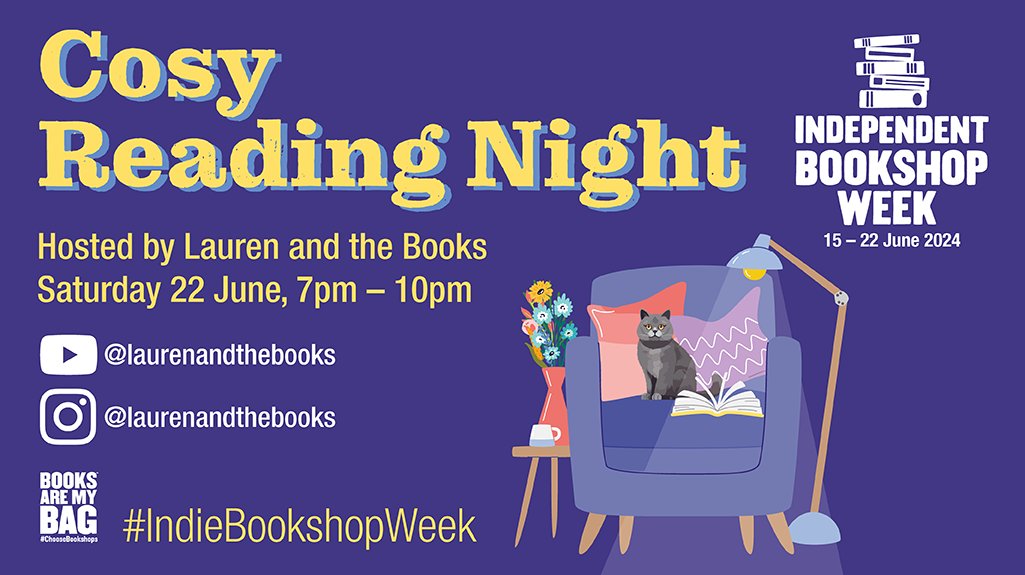 ✨🌺Save the Date! 🌺✨

We're delighted to announce a very special #CosyReadingNight to celebrate this year's Independent Bookshop Week on Saturday 22 June.

Hosted by Lauren and the Books.

#IndieBookshopWeek