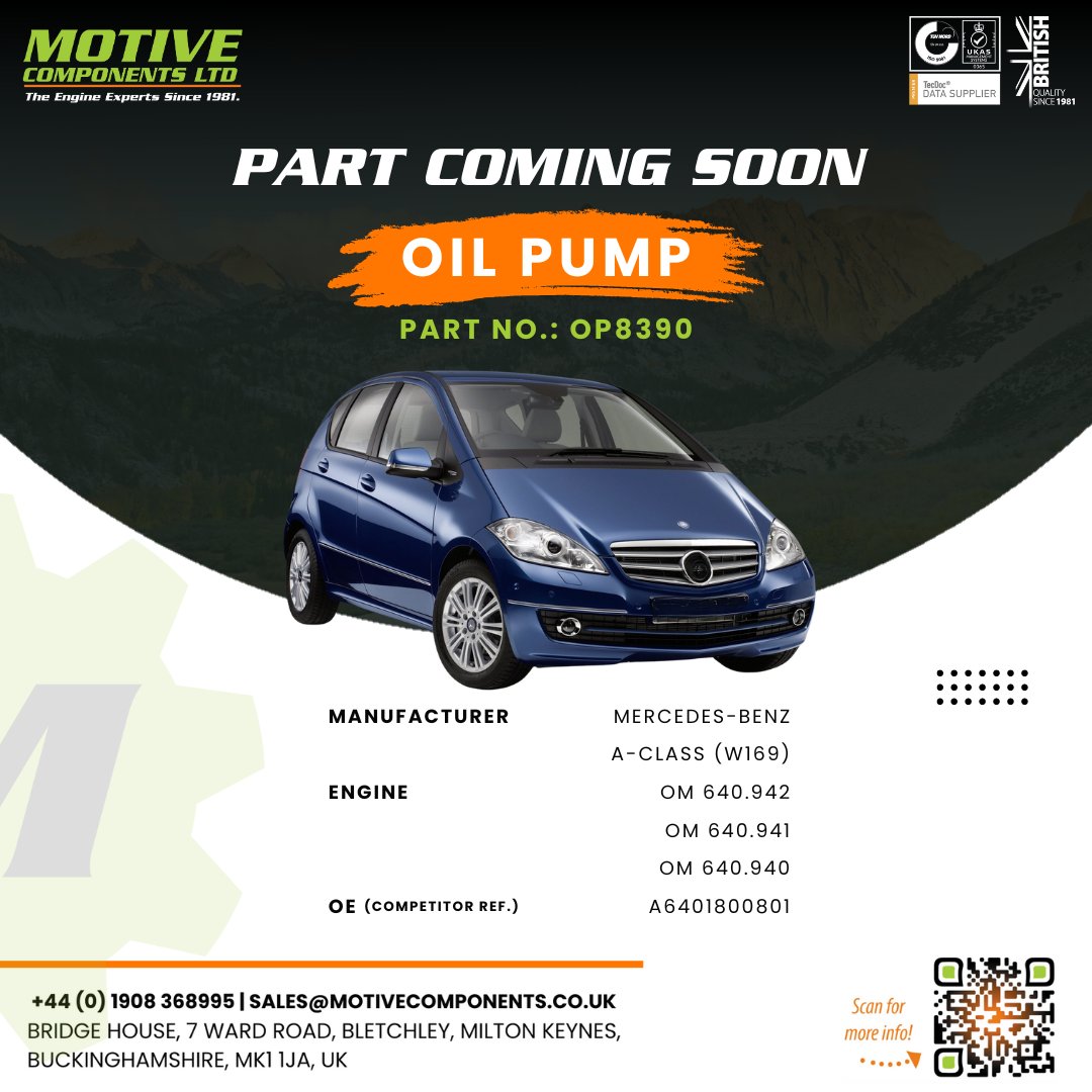 MotiveCompnts's tweet image. We have the Oil Pump (OP8390) for Mercedes-Benz A-Class (W169) arriving in a few weeks! Call us today or log in to our website's E-Cat to view more details. 🚗⚙️

#OilPump #MercedesBenzAClass #CarParts #MotiveComponents #AutomotiveAftermarket