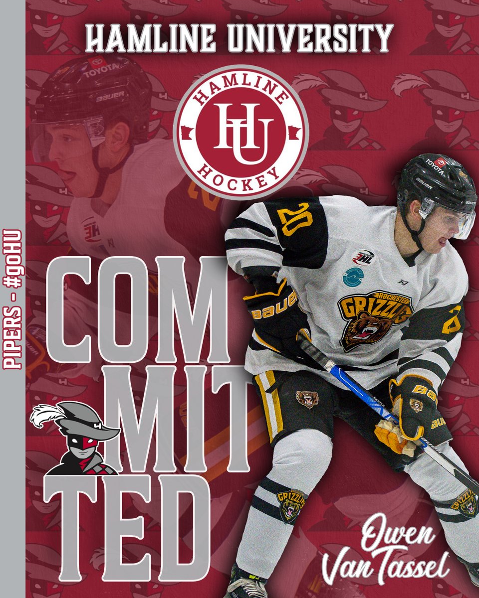 🚨COMMITMENT ALERT🚨 Congratulations to Owen Van Tassel on his commitment to Hamline University(DIII/MIAC) OVT played in a total of 74 games for the Grizzlies compiling 82 Points: 35 Goals, 47 Assists, in his 2 years with the Grizzlies. Congrats, OVT! #LadderOfDevelopment