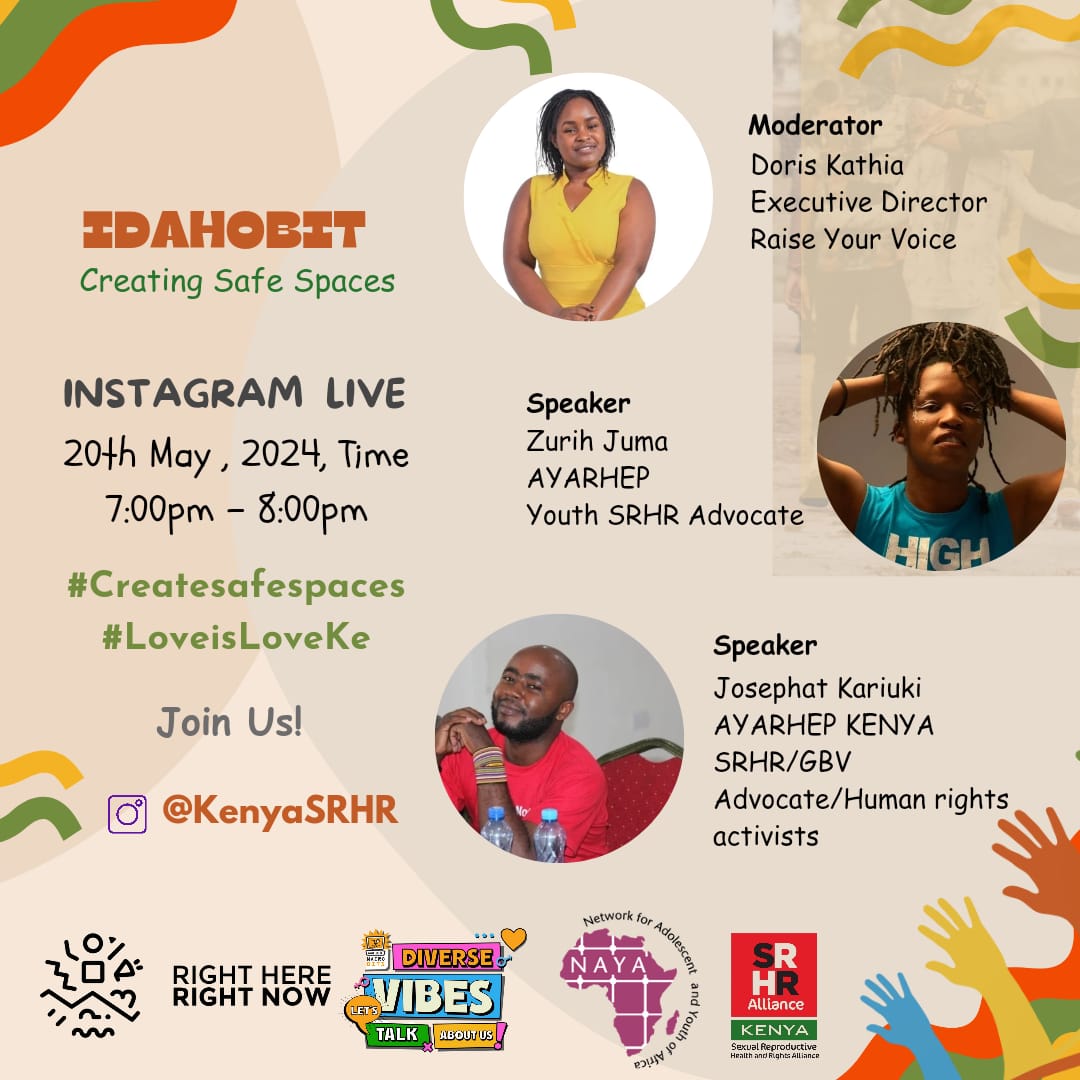 Join us today as we talk about the issues that affect the sexual and gender minorities and the importance of creating safe space for all young people in all their diversities. Pale IG time ni 7pm #CreateSafeSpaces #LoveIsLoveKe