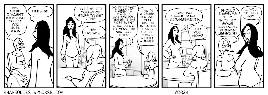 In today's Rhapsodies, Rowan made some arrangements to deal with a long night.
rhapsodies.wpmorse.com
#Rhapsodies
#comics
#comicstrip
#dailycomic
#officecomedy
#morning
#seattlecartoonist