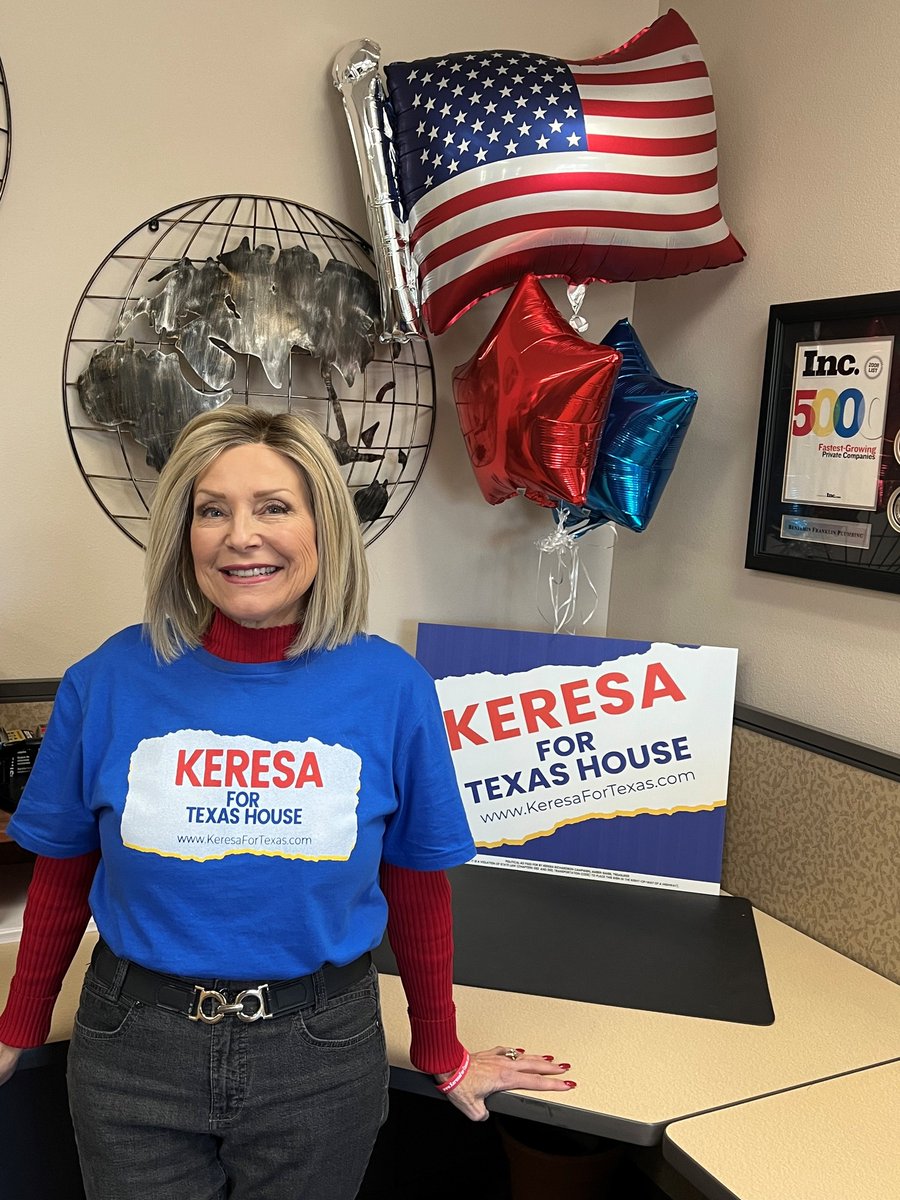 Keresa is the conservative republican choice for HD61! The runoff election is here! Early voting has been all this week from Mon to Fri. We have just a couple more days left. The polls are open from 7am to 7pm. It takes just a few minutes. Get to the polls and vote for Keresa!