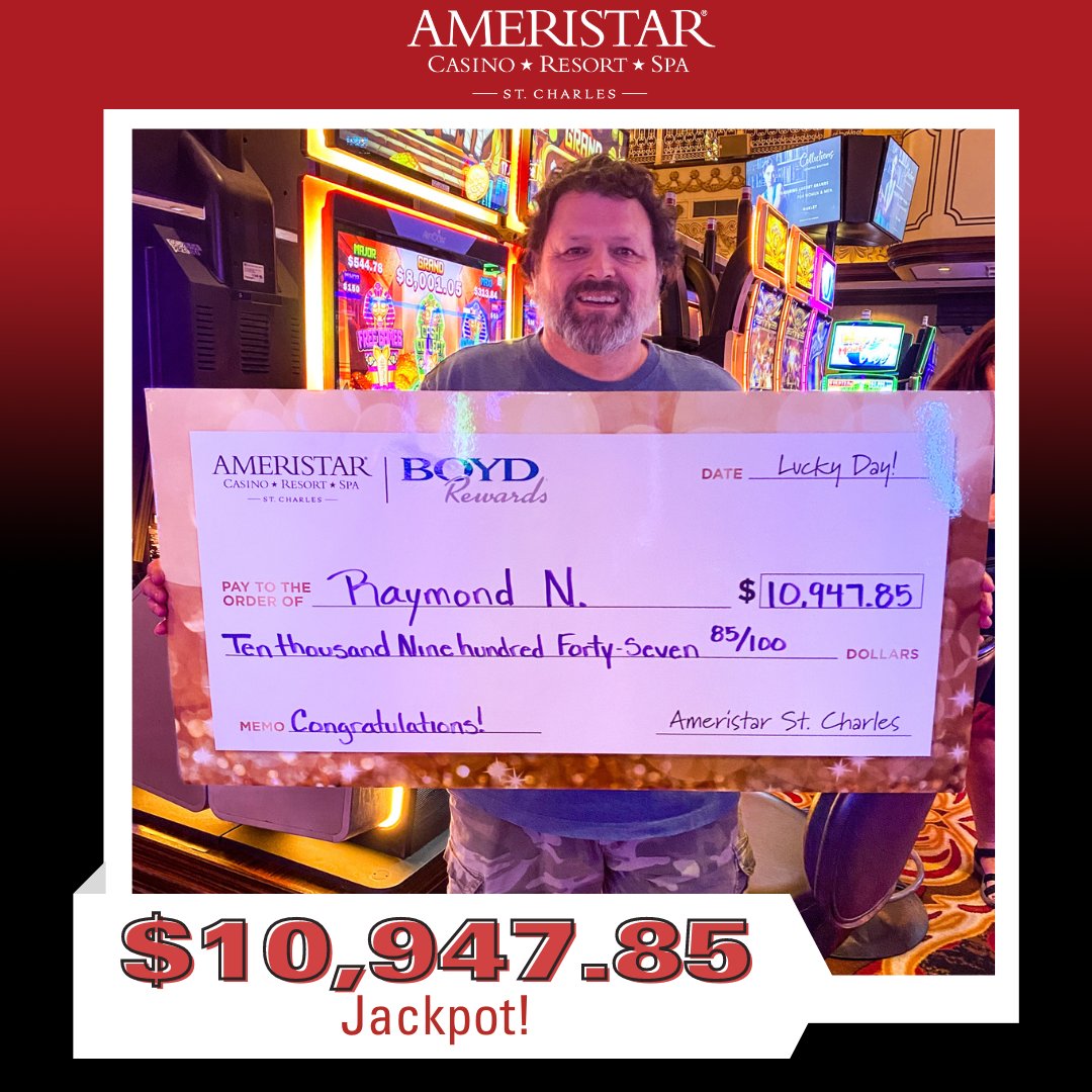 Raymond is living his best life after winning a jackpot of $10,947.85 at Ameristar St. Charles! 🎉 Join us in congratulating him on his big win!