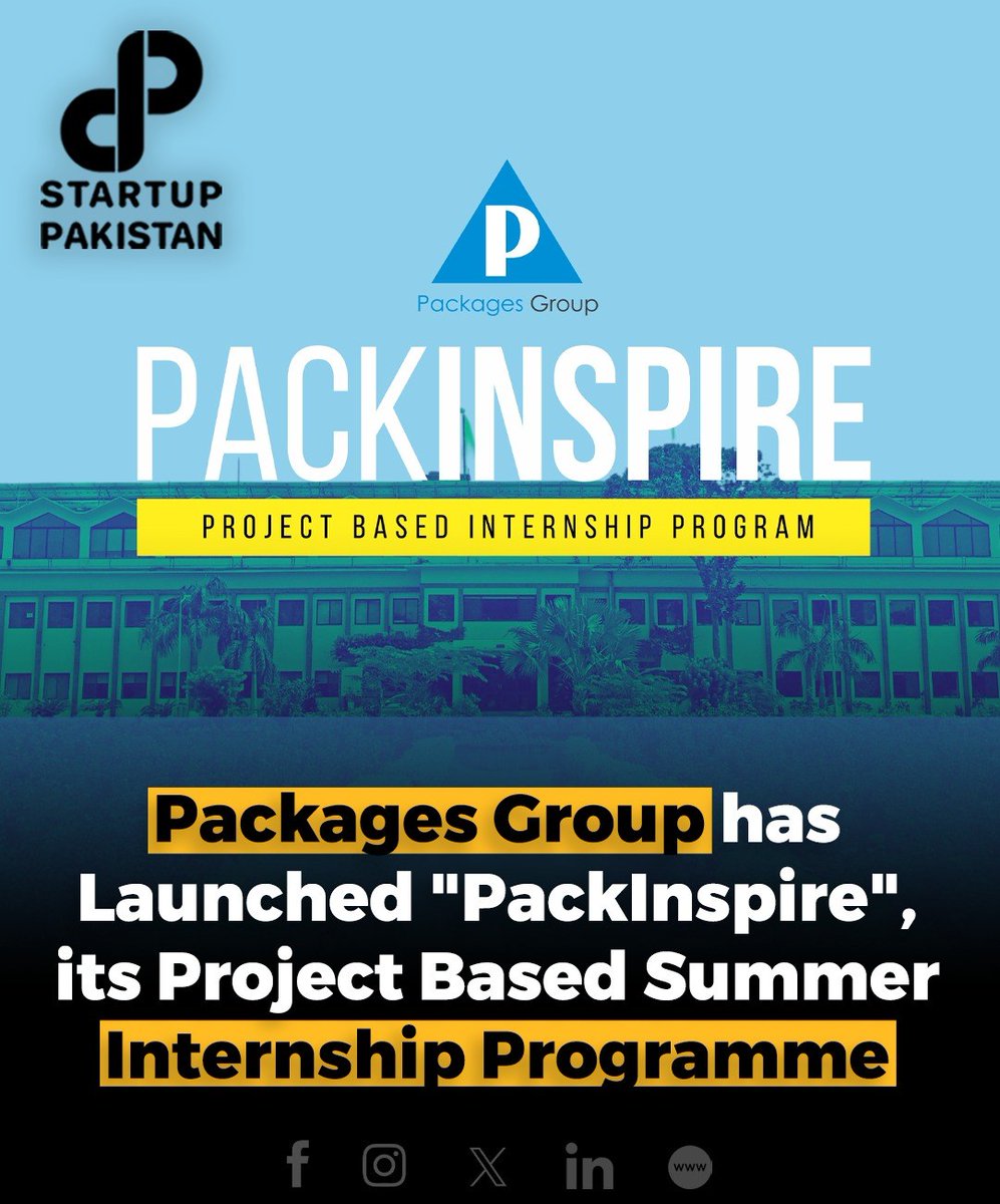 PakStartup's tweet image. Apply now: bit.ly/PackInspire
Packages Group has recently launched its summer internship programme named "Packinspire.
#Packagesgroup #Summerinternshipprogram #Packinspire