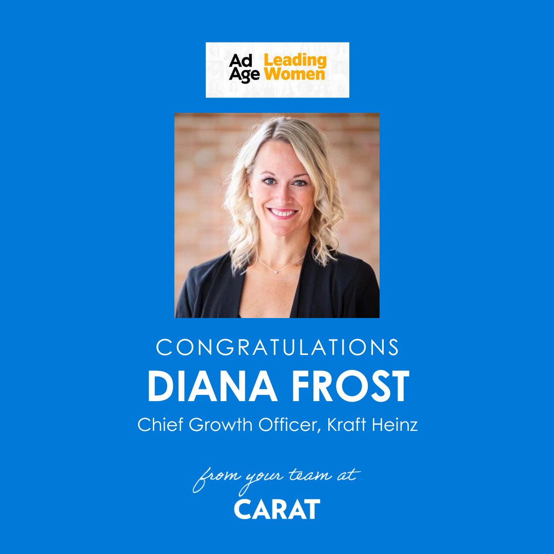 Congratulations to our client Diana Frost, Chief Growth Officer, at <a href="/KraftHeinzCo/">The Kraft Heinz Company</a> for being recognized as one of Ad Age’s Leading Women 2024! Read more about Diana and the remarkable work she has done at Kraft Heinz. lnkd.in/d_VK3vmT