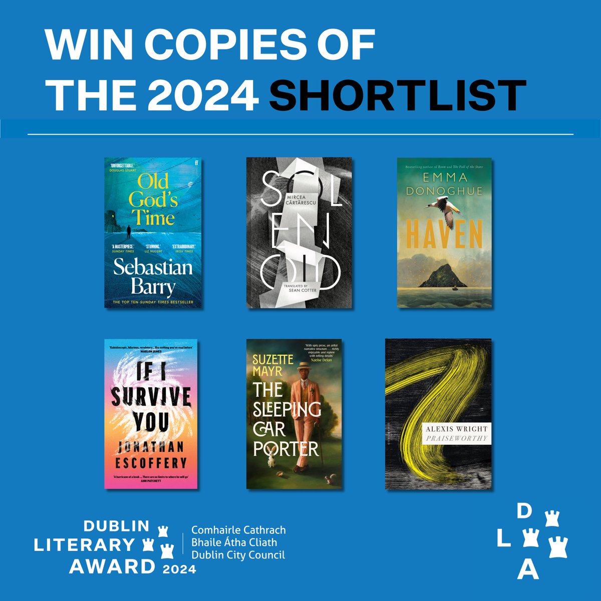 Giveaway alert! 🚨 Win a set of all 6 books on the 2024 Shortlist!

All you have to do is LIKE and REPOST this post and FOLLOW @dublinlitaward

⭐ The winner will be announced on Monday 27th May⭐

You can also enter through Instagram here: instagram.com/p/C7MIYdcsQyK/