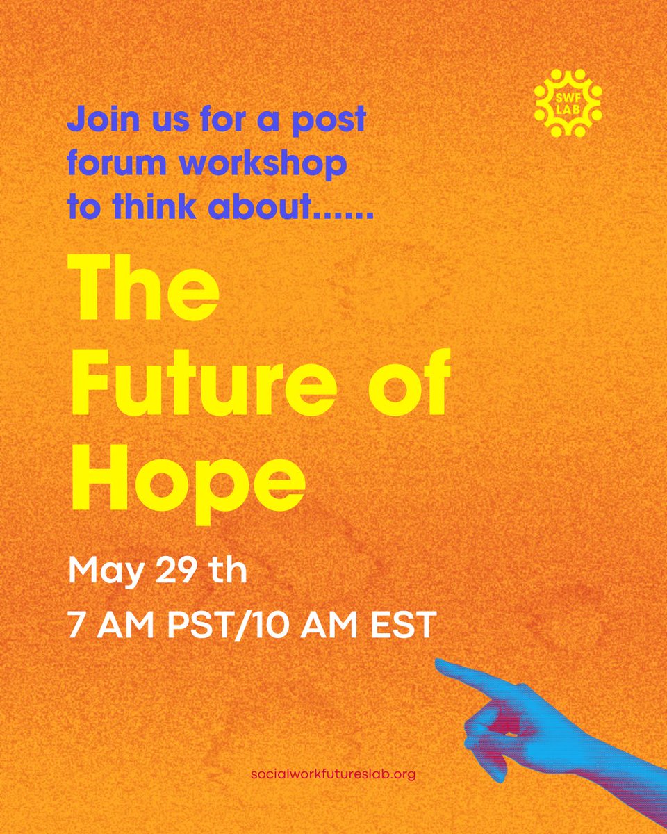Social Work Futures Lab (@swfutureslab) on Twitter photo Join us in <a href="/gather_town/">Gather π</a> for a post-forum workshop on The Future of Hope. Email mbarron@pdx.edu for the link to join #SWFutures #AnticipatorySW Join us in <a href="/gather_town/">Gather π</a> for a post-forum workshop on The Future of Hope. Email mbarron@pdx.edu for the link to join #SWFutures #AnticipatorySW