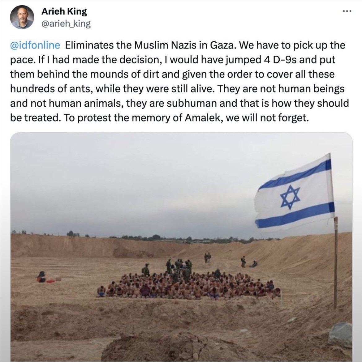 This is the Deputy Mayor of Jerusalem Arieh King, in his own words.

This monster rules over the lives of more than 400K Palestinians in Jerusalem.