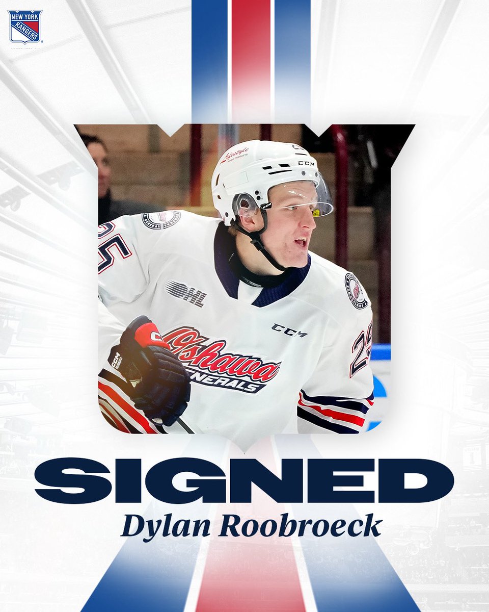 #NYR agreed to terms with forward Dylan Roobroeck on a three-year, entry-level contract: nyrange.rs/3Vb9bAI
