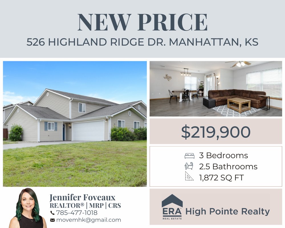 Listing Agent:  Jennifer Foveaux, Realtor with ERA High Pointe Realty
👀NEW PRICE!!  $219,900
For additional photos and info click the link ⬇️ 
era.com/ks/manhattan/5…
#ERAHighPointeRealty #teamhighpointe #realestate #homesweethome #homeforsale #newprice