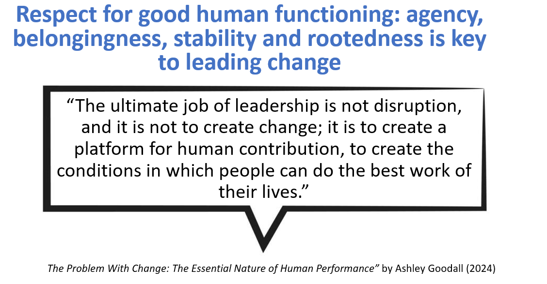 Change & reorganisation, unless thoughtfully & sensitively managed, are more likely to bring turmoil, uncertainty, a lack of control, a sense of unbelonging & a loss of meaning, than measurable improvement. In a new book, @littleplatoons says that leaders must first create a