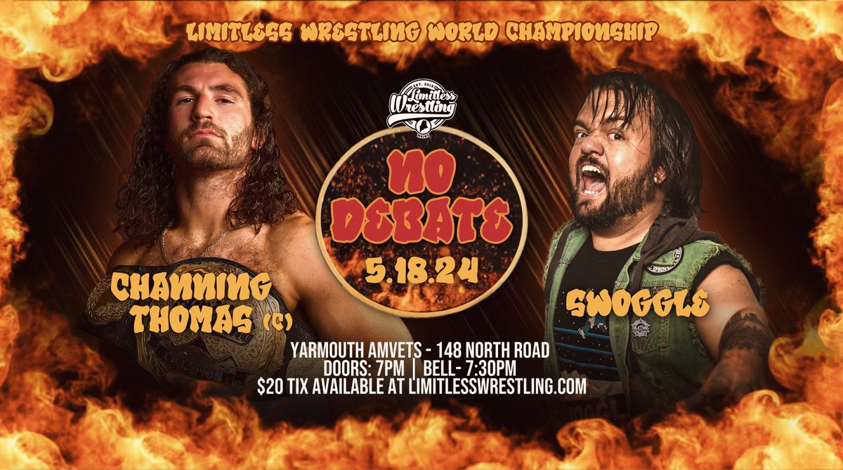LWMaine's tweet photo. ▶️ NOW AVAILABLE on IWTV!

Limitless Wrestling #NoDebate feat:

• @ChanThomasPro v @DylanPostl
• @smokeshow_ricky v @RipFNByson
• @REALACEROMERO v @HeIsAGGRO
• @PledgeTheUNIT v @ThaReal_DC @Tristen_Thai @GabrielSkye_
• @IamKylieRae v @the_gnomie

👉 https://t.co/WBq1u7OdR4 https://t.co/xhGUHPNBAH
