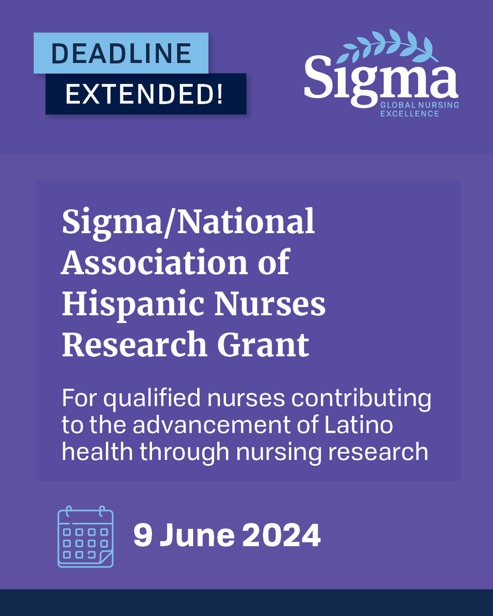 Did you think you missed out on the Sigma/@nahnnursing research grant? You didn't! The deadline has been extended to 9 June. Get your applications in today. Learn more » bit.ly/4bqVDqd