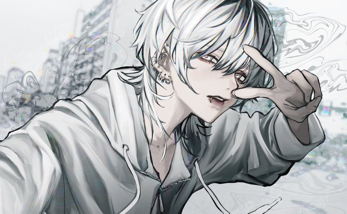 「fangs white hair」 illustration images(Latest)