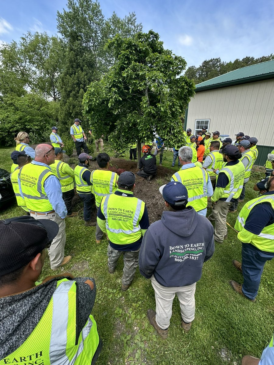 The arborist from <a href="/SavATree/">SavATree</a> are now leading the group through an exercise in proper pruning techniques.   #growingabetterworld