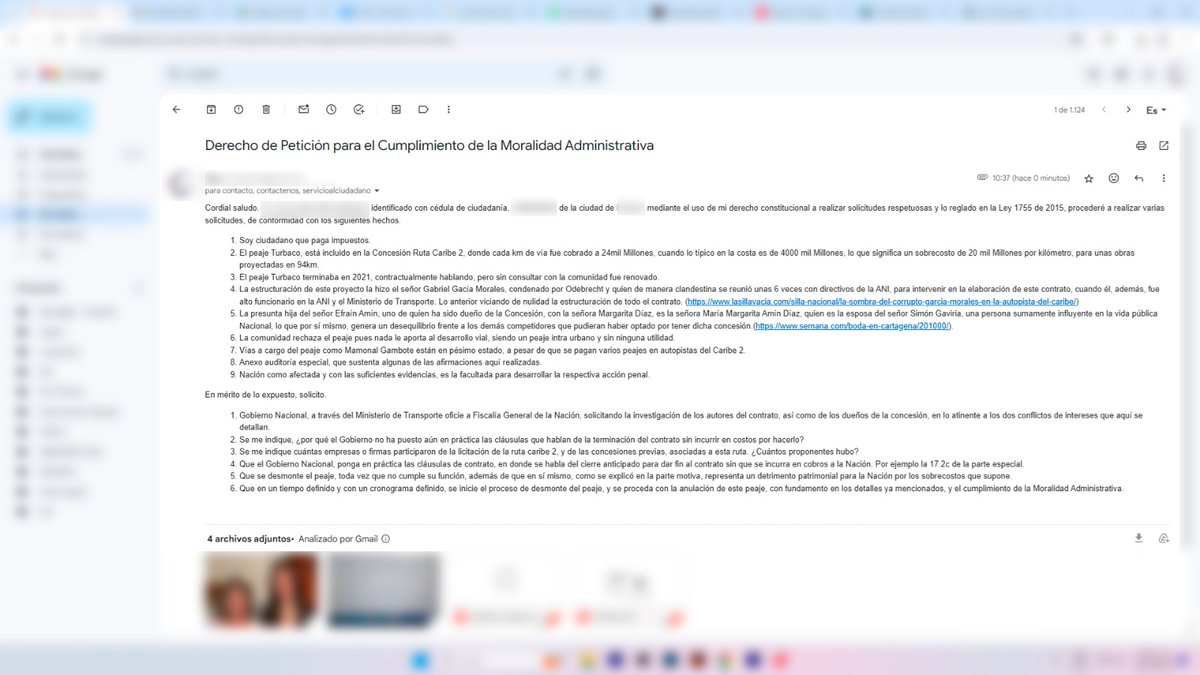 Con soporte en mano, solicité terminación anticipada Concesión Ruta Caribe 2, donde está amparado Peaje Turbaco, toda vez que encierra: sobrecostos, conflictos de intereses y vicios de nulidad en su estructuración.
Si con las pruebas, <a href="/wcamargotriana/">William Camargo Triana.</a> no actúa es porque no quiere.