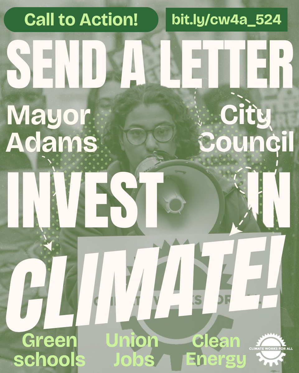 NYC cannot survive the climate crisis on austerity budgets. Help us call on @NYCMayor and @NYCCouncil to invest in clean energy, union jobs, and #GreenHealthySchools in the NYC budget! Take climate action: bit.ly/cw4a_524