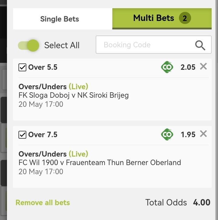 Its half time. Please go live and bet like this. Games return with 2nd half at 18pm. Lets go!!!