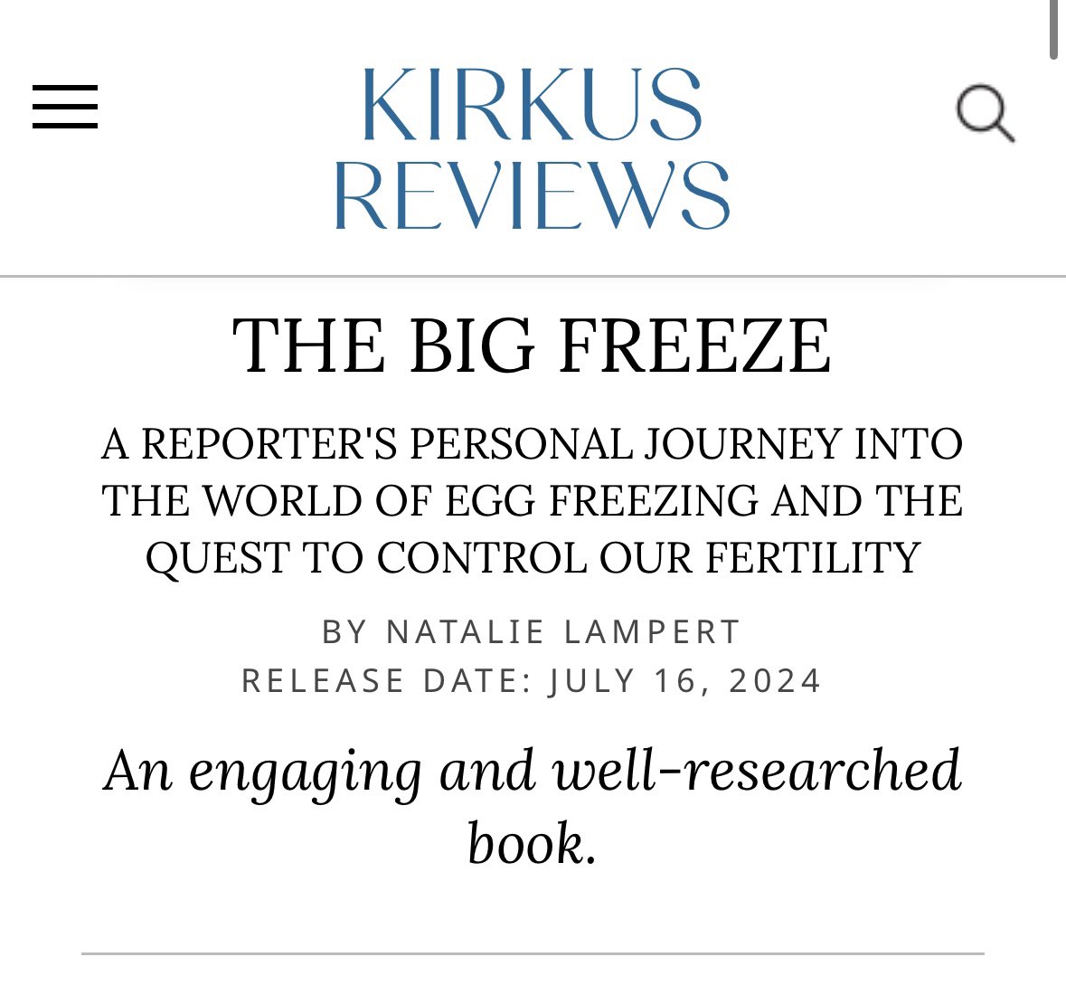 a STARRED review from @PublishersWkly and @KirkusReviews likes my book! wow wow wow i am crying. you can pre-order THE BIG FREEZE now! (link/bio) 💗🥹❄️