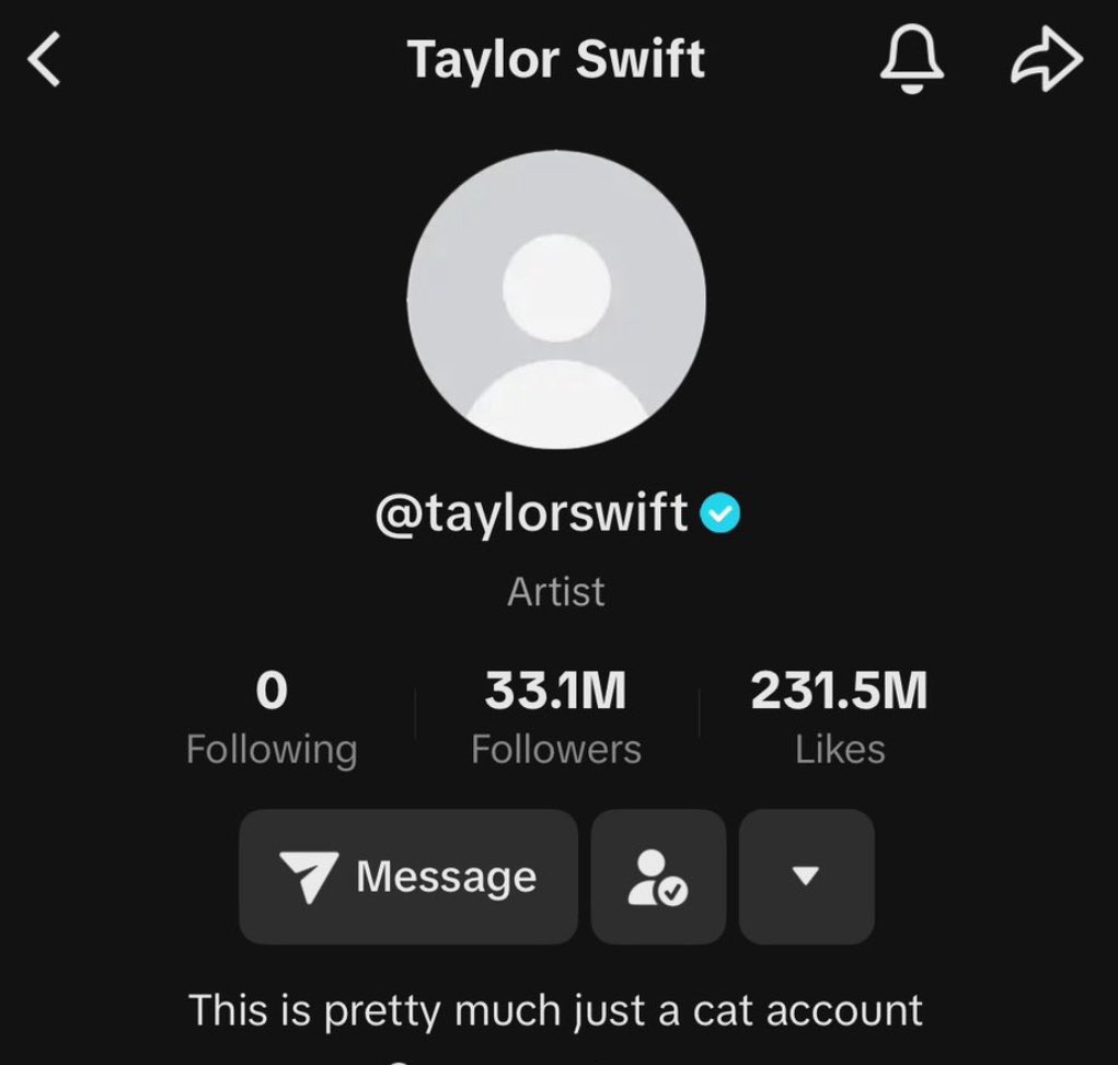 kush07_'s tweet photo. 📲 Taylor Swift has ALSO removed her profile picture on TikTok! 🖤 https://t.co/OMkuyFh8Fl
