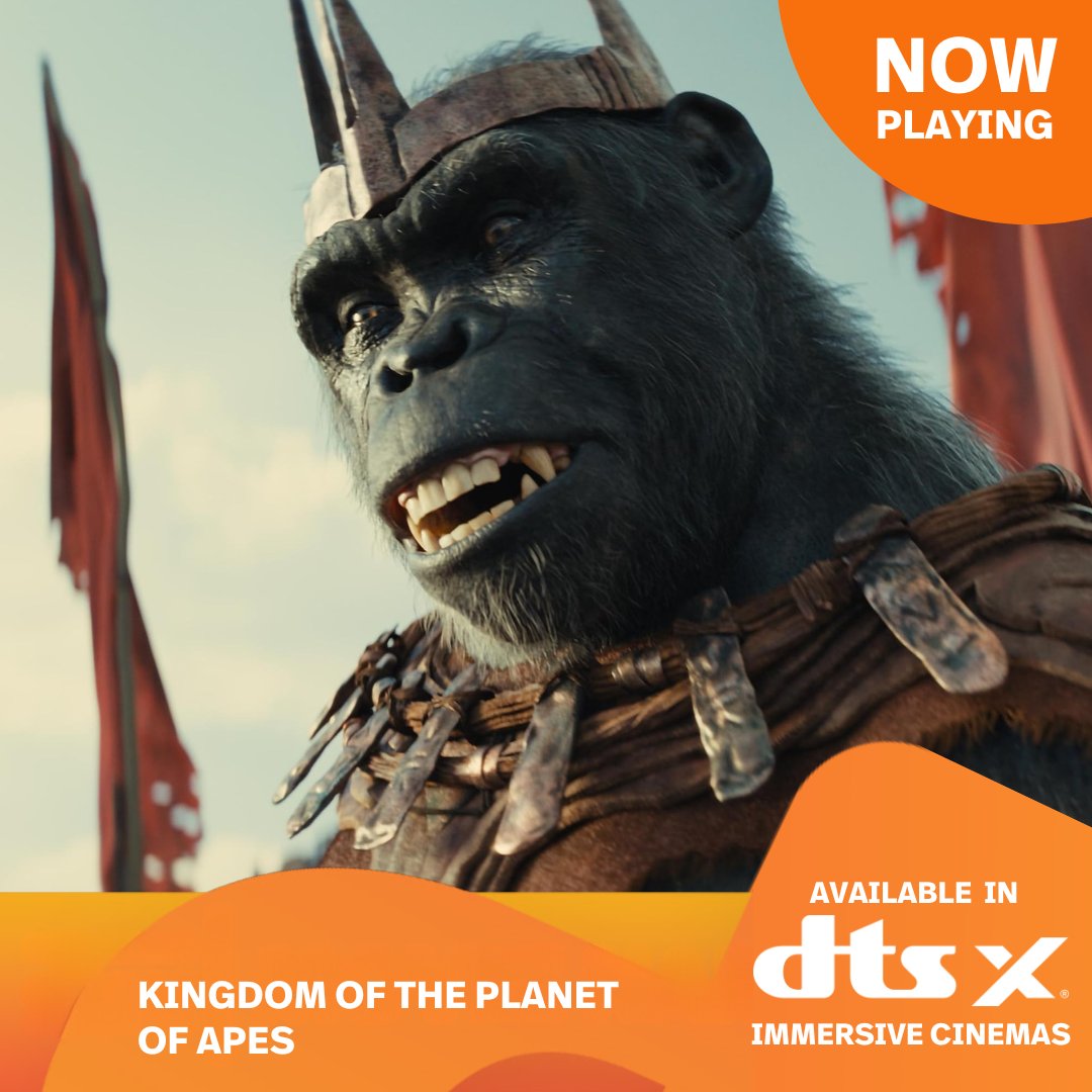 Every footstep. Every growl. Every heartbeat. Immerse yourself in the thrilling journey of #TheKingdomofthePlanetoftheApes in DTS:X immersive cinemas. Sound so real, you'll feel like you're part of the uprising.