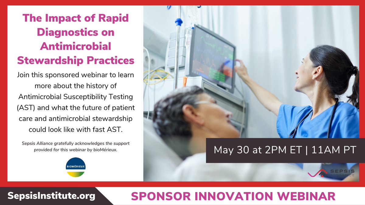 Join us on Thursday, May 30 at 2 PM ET for a webinar with Shawn MacVane, PharmD to learn about the difference that rapid diagnostics can make on antimicrobial stewardship efforts! 💊 👉 Register for free at learn.sepsis.org/products/biome…